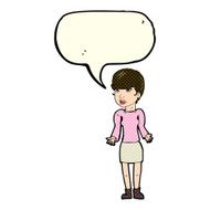 cartoon confused woman with speech bubble N51