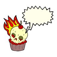 cartoon halloween cup cake with speech bubble N6