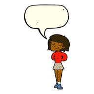 cartoon pleased woman with speech bubble N6