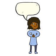 cartoon happy woman with speech bubble N150