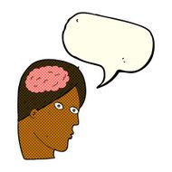 cartoon head with brain symbol speech bubble N23