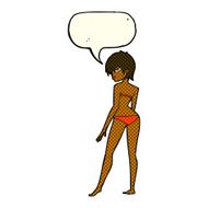cartoon woman in bikini with speech bubble N32