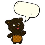 cartoon happy little teddy black bear with speech bubble N3