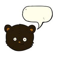 cartoon black bear head with speech bubble N6