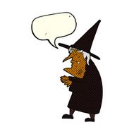 cartoon ugly old witch with speech bubble N6