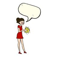 cartoon woman clapping hands with speech bubble N6