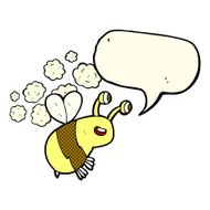 cartoon happy bee with speech bubble N12