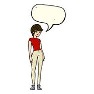 cartoon modern attractive woman with speech bubble N6