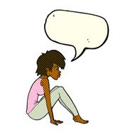 cartoon woman sitting with speech bubble N12