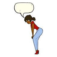 cartoon woman posing with speech bubble N17