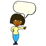 cartoon annoyed woman pointing with speech bubble N6
