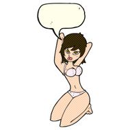 cartoon sexy woman posing with speech bubble N6