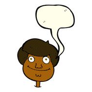 cartoon happy boy&#039;s face with speech bubble N12