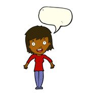cartoon woman shrugging shoulders with speech bubble N291