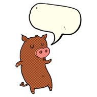 funny cartoon pig with speech bubble N3