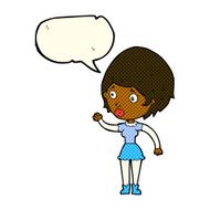 cartoon woman waving with speech bubble N205