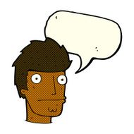 cartoon nervous man with speech bubble N82