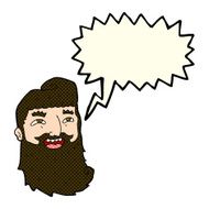 cartoon laughing bearded man with speech bubble N6