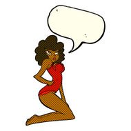 cartoon pin-up woman with speech bubble N5