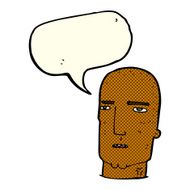 cartoon bald tough guy with speech bubble N11