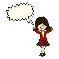 cartoon happy girl with speech bubble N51