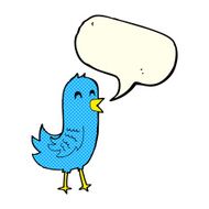 cartoon happy bird with speech bubble N24