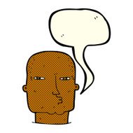 cartoon bald tough guy with speech bubble N12