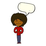 cartoon happy woman with speech bubble N151