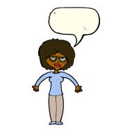 cartoon woman shrugging shoulders with speech bubble N293