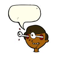 cartoon excited boy&#039;s face with speech bubble N6
