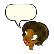 cartoon pretty female face with speech bubble N56