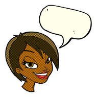 cartoon pretty female face with speech bubble N57