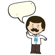 cartoon newsreader man with idea speech bubble N6