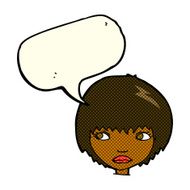 cartoon unhappy girl with speech bubble N11