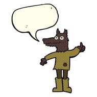 cartoon wolf man with speech bubble N26