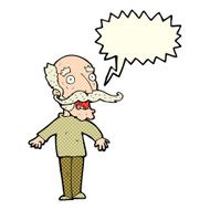 cartoon old man gasping in surprise with speech bubble N6