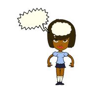 cartoon woman with idea speech bubble N147