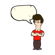 cartoon man with folded arms speech bubble N16