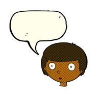 cartoon curious boy with speech bubble N21