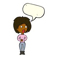 cartoon surprised woman with speech bubble N145