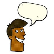 cartoon grinning man with speech bubble N49