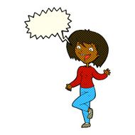 cartoon laughing woman with speech bubble N6