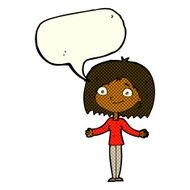 cartoon woman shrugging shoulders with speech bubble N295