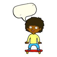 cartoon boy on skateboard with speech bubble N6