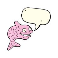 cartoon happy fish with speech bubble N13