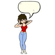 cartoon pretty woman with speech bubble N162