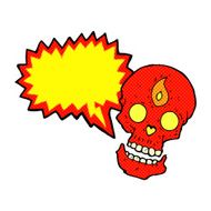 cartoon mystic skull with speech bubble N6