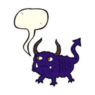 cartoon little demon with speech bubble N17