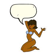 cartoon sexy bikini girl with speech bubble N6