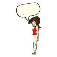 cartoon pretty woman with speech bubble N163